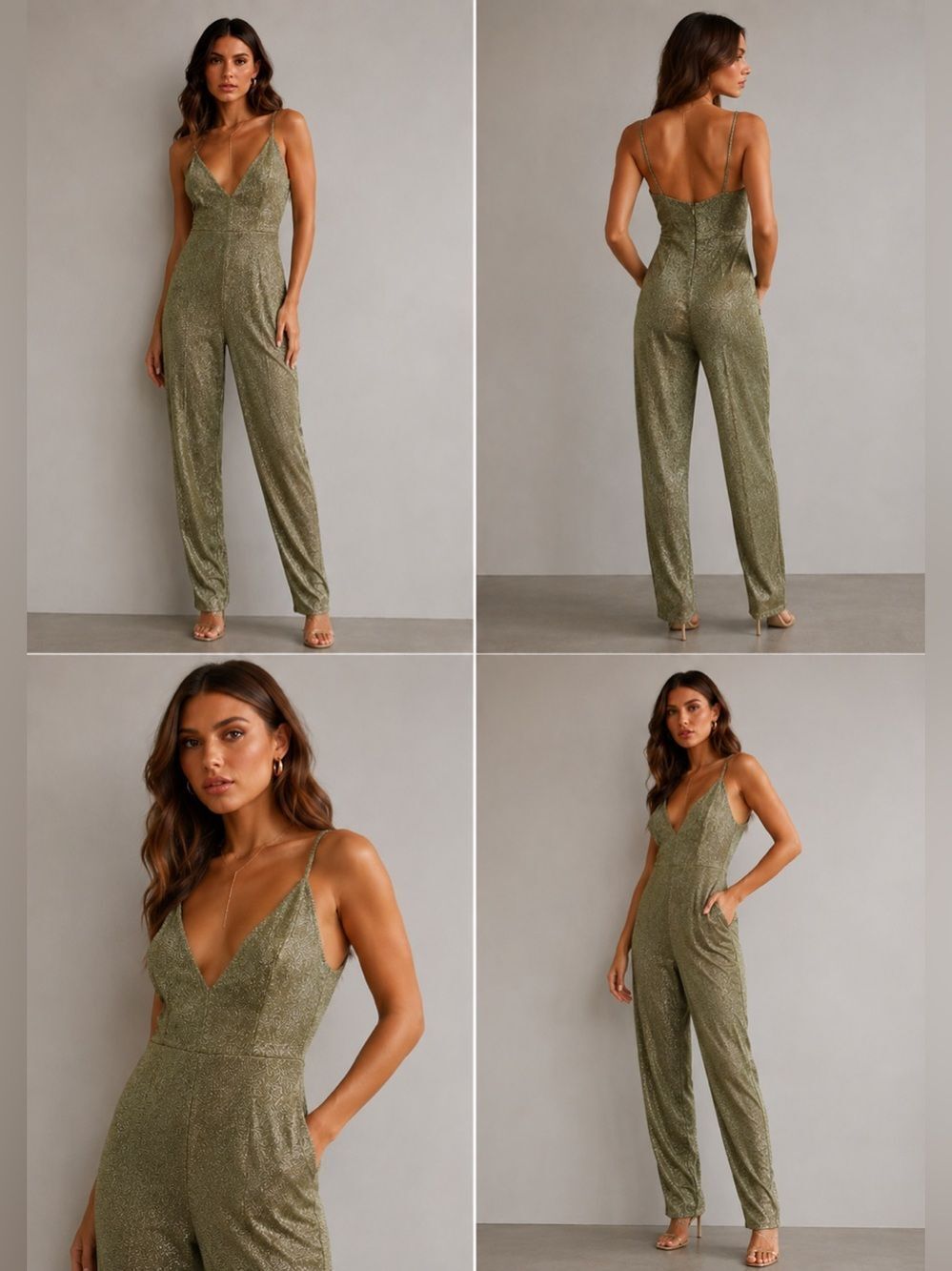 Bailey Blue Gold Tone Women’s Jumpsuit Zip Spaghetti Straps Size XL